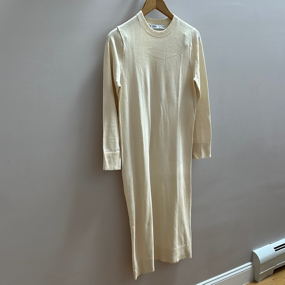 Elegant Cream Long Sleeve Dress